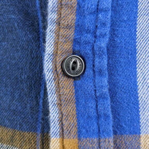 Levi's Men's Fall-Colored Plaid Button Down Light Weight Flannel Cotton Shirt Lg - Picture 8 of 12